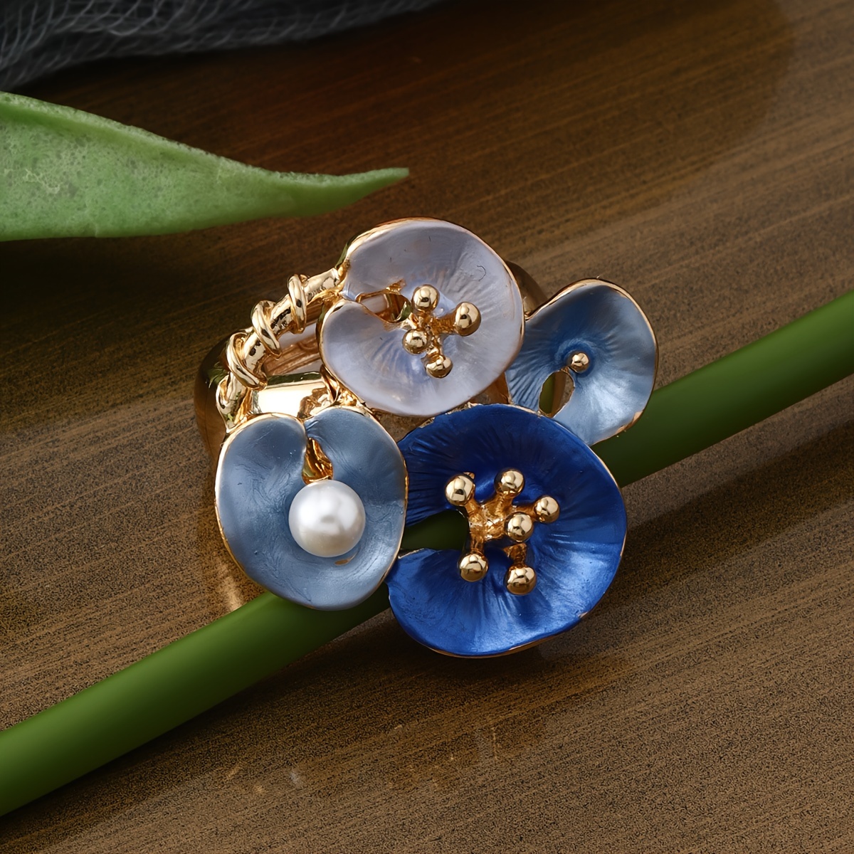 Enamel Flower Ring Spring Summer Jewelry Gift
